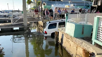 Boat Ramp Fail - Sunken Truck on Fort Myers Beach at Salty Sam's Marina