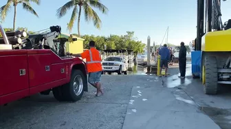 Boat Ramp Fail - Sunken Truck on Fort Myers Beach at Salty Sam's Marina