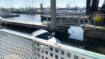 Boat Ramp Fail - Sunken Truck on Fort Myers Beach at Salty Sam's Marina