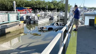 Boat Ramp Fail - Sunken Truck on Fort Myers Beach at Salty Sam's Marina