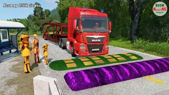 Trucks Cars vs Massive Speed Bumps Cars vs Rails Beamng DIOR Games #115