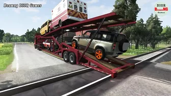 Trucks Cars vs Massive Speed Bumps Cars vs Rails Beamng DIOR Games #115