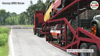 Trucks Cars vs Massive Speed Bumps Cars vs Rails Beamng DIOR Games #115