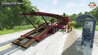 Trucks Cars vs Massive Speed Bumps Cars vs Rails Beamng DIOR Games #115