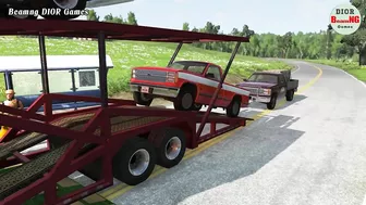 Trucks Cars vs Massive Speed Bumps Cars vs Rails Beamng DIOR Games #115