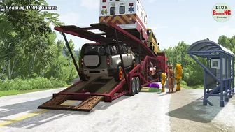 Trucks Cars vs Massive Speed Bumps Cars vs Rails Beamng DIOR Games #115