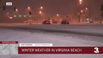 snow piling up in Virginia Beach