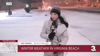 snow piling up in Virginia Beach