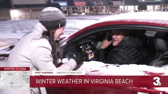 snow piling up in Virginia Beach