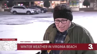 snow piling up in Virginia Beach