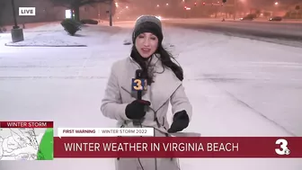 snow piling up in Virginia Beach