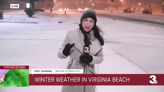 snow piling up in Virginia Beach