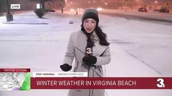 snow piling up in Virginia Beach