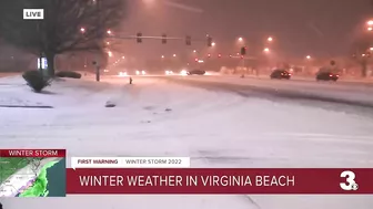 snow piling up in Virginia Beach