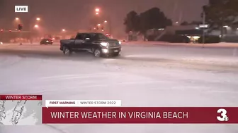 snow piling up in Virginia Beach