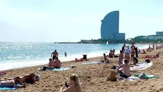 Barcelona beach walk ????️open and relaxing beach Sebastia