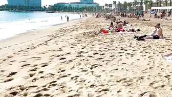 Barcelona beach walk ????️open and relaxing beach Sebastia