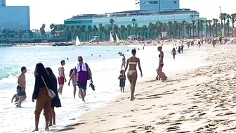 Barcelona beach walk ????️open and relaxing beach Sebastia