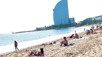 Barcelona beach walk ????️open and relaxing beach Sebastia