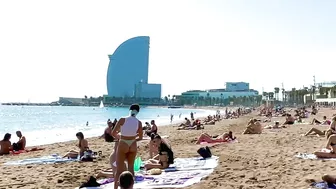 Barcelona beach walk ????️open and relaxing beach Sebastia