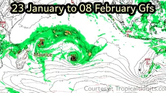 Track of Upcoming Tropical Cyclone For Maurice By Models - 23 Jan, 2022