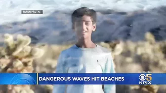 Powerful Surf Strikes Coast; Surfers At Ocean Beach Brave Dangerous Waves