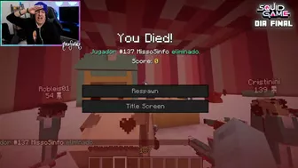 MUERTE DE MISSASINFONIA | 6to Jugador Eliminado del Dia 6 de Minecraft Squid Game