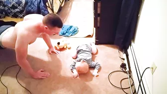 Funny Moments of Baby Exercising with Daddy || Big Daddy