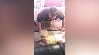 Funny Moments of Baby Exercising with Daddy || Big Daddy