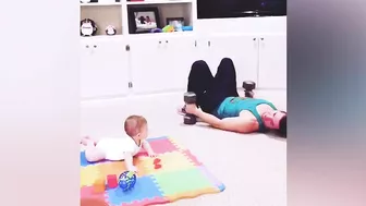 Funny Moments of Baby Exercising with Daddy || Big Daddy