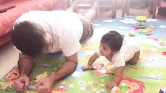 Funny Moments of Baby Exercising with Daddy || Big Daddy