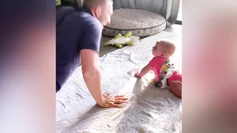 Funny Moments of Baby Exercising with Daddy || Big Daddy