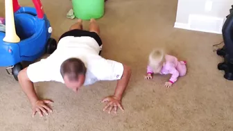 Funny Moments of Baby Exercising with Daddy || Big Daddy