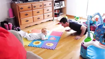 Funny Moments of Baby Exercising with Daddy || Big Daddy