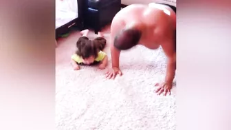 Funny Moments of Baby Exercising with Daddy || Big Daddy