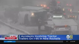 Tractor Trailer Trucks Overturn In Storm