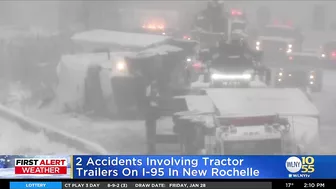 Tractor Trailer Trucks Overturn In Storm