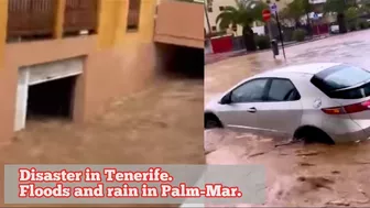 Disaster in Tenerife.  Floods and rain in Palm-Mar. Tenerife today. Travel blog from Spain 4K