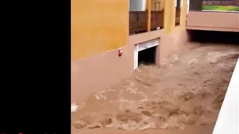 Disaster in Tenerife.  Floods and rain in Palm-Mar. Tenerife today. Travel blog from Spain 4K