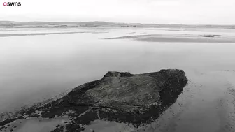 Artist uses RAKE to recreate 123-year-old masterpiece on deserted beach | SWNS