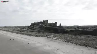 Artist uses RAKE to recreate 123-year-old masterpiece on deserted beach | SWNS