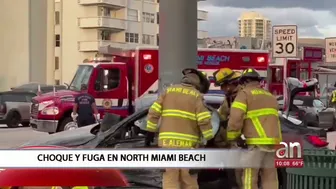 Aparatoso accidente en North Miami Beach deja a un BMW destrozado