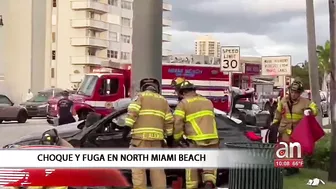 Aparatoso accidente en North Miami Beach deja a un BMW destrozado