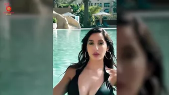 Nora Fatehi In Black Bikini Chills In Pool During Dreamy Dubai Holiday | Nora Fatehi Hot