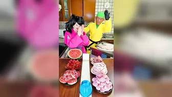 Ice cream challenge! Red food vs pink food mukbang