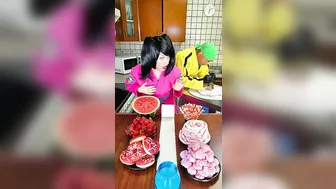 Ice cream challenge! Red food vs pink food mukbang