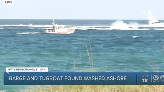 Beach closed between Boca Raton and Deerfield Beach after barge and tugboat wash ashore