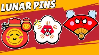 Brawl Stars Lunar Pins | Red Bag, Flower & Fan