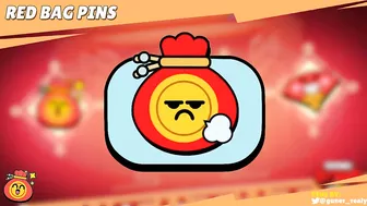 Brawl Stars Lunar Pins | Red Bag, Flower & Fan