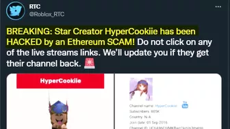 THIS ROBLOX YOUTUBER WAS BANNED AND HACKED! (HyperCookiie)